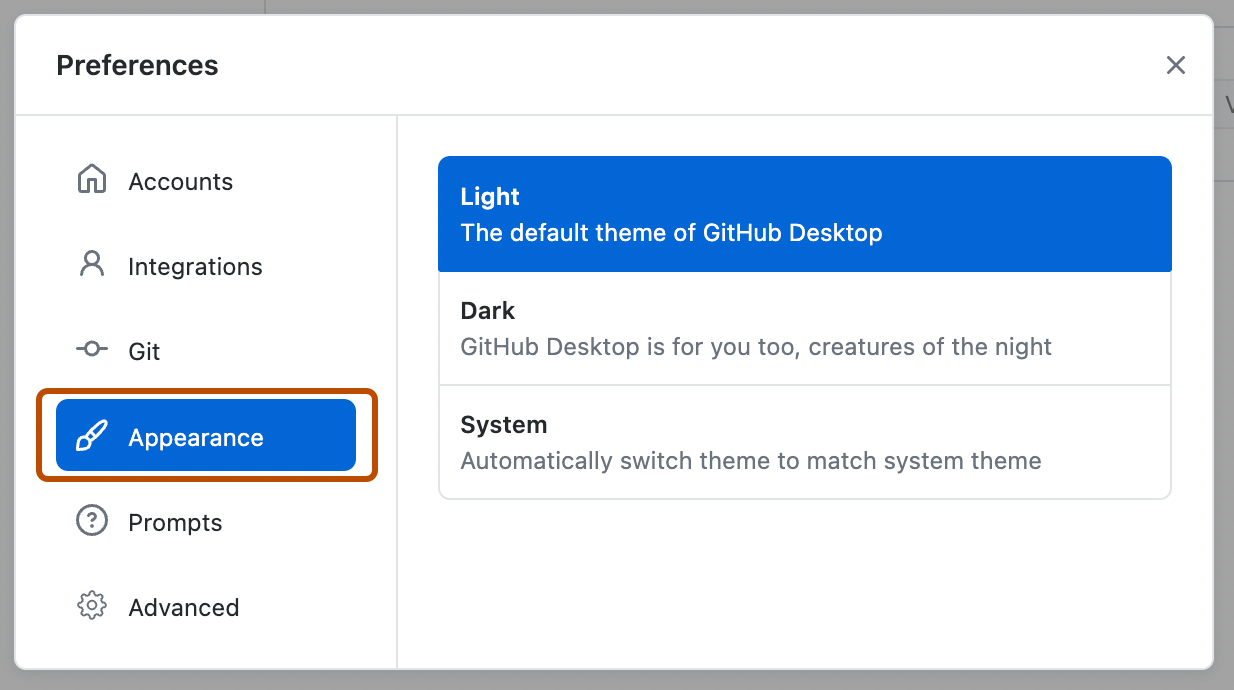 Screenshot des Fensters „Einstellungen“. In der linken Seitenleiste ist die Option „Darstellung“ blau hervorgehoben und orange umrandet.