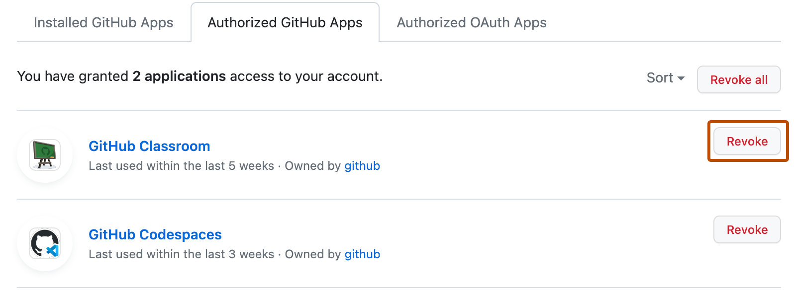 List of authorized GitHub App