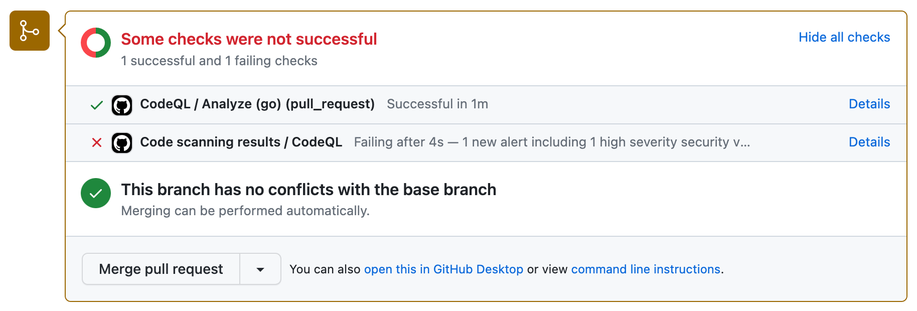 Failed escaneo de código check on a pull request