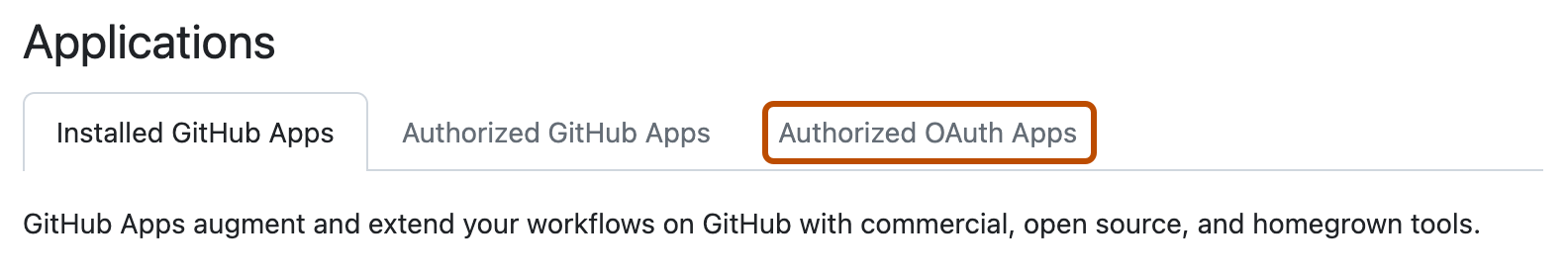 Authorized OAuth Apps tab